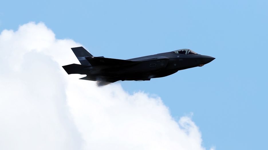 BRUSSELS, BELGIUM - SEPTEMBER 11: US Air Force's F-35 Lightning II team perform during the International Sanicole Airshow in Belgium, Brussels on September 11, 2022. (Photo by Dursun Aydemir/Anadolu Agency via Getty Images)