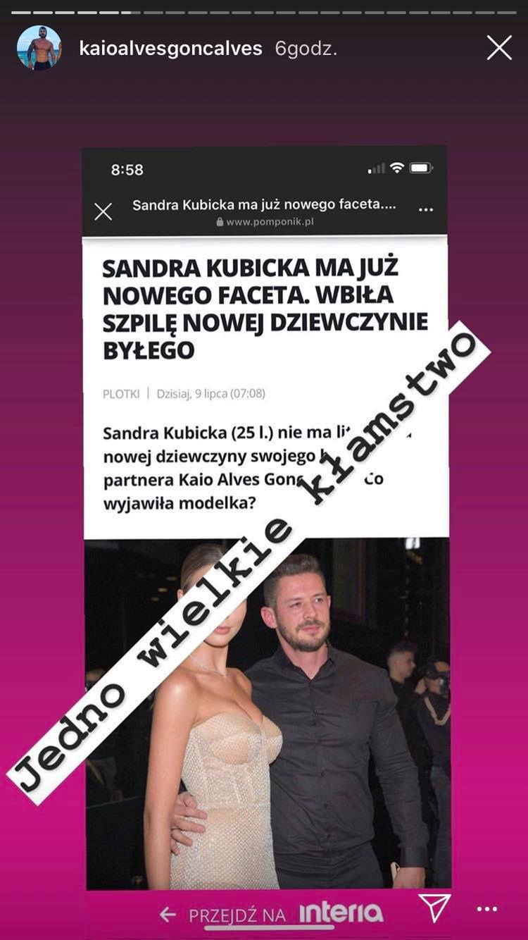 Były chłopak Sandry Kubickiej pogrążą ją na Instagramie