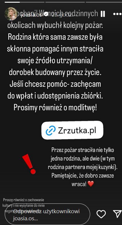 Post Joanny Osypowicz z "Rolnik szuka żony"