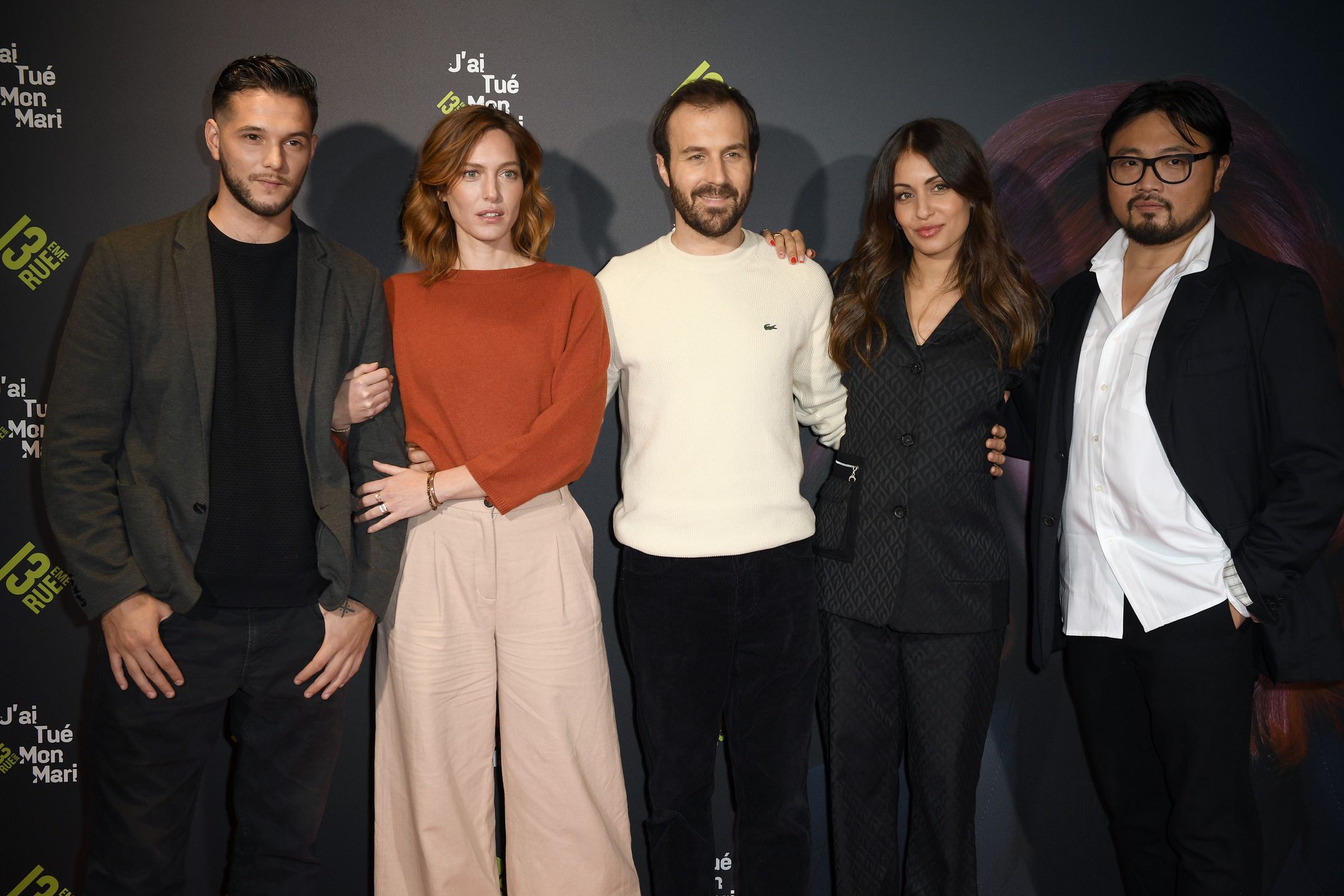 "J'Ai Tue Mon Mari" Premiere At Cercle D'AumalePARIS, FRANCE - NOVEMBER 09:  (L-R) Melan Omerta, Erika Sainte, Antoine Gouy, Hiba Abouk and Christophe Tek attend the "J'Ai Tue Mon Mari" premiere at Cercle D'Aumale on November 09, 2021 in Paris, France. (Photo by Kristy Sparow/Getty Images)Kristy Sparowbestof, topix