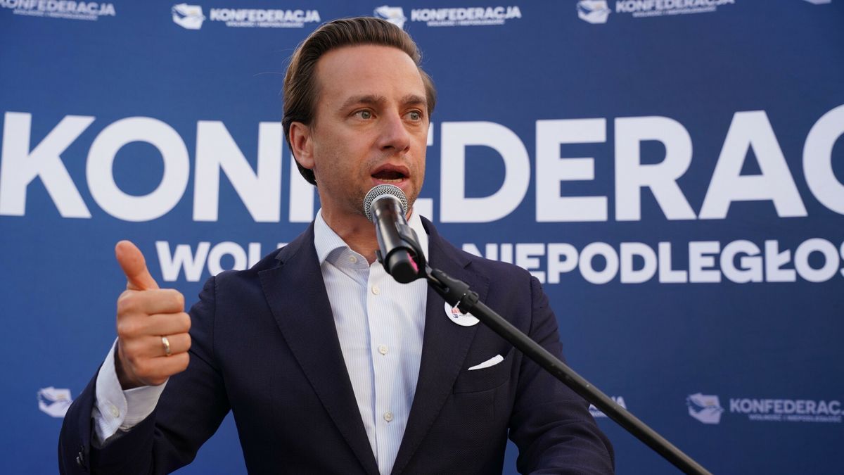 Fina?owy wiec wyborczy w kampanii Konfederacji do PE
7.06.2024 Warszawa Finalowy wiec wyborczy Konfederacji do Parlamentu Europejskiego fot. Marysia Zawada/REPORTER
N/z  Krzysztof Bosak
Marysia Zawada/REPORTER