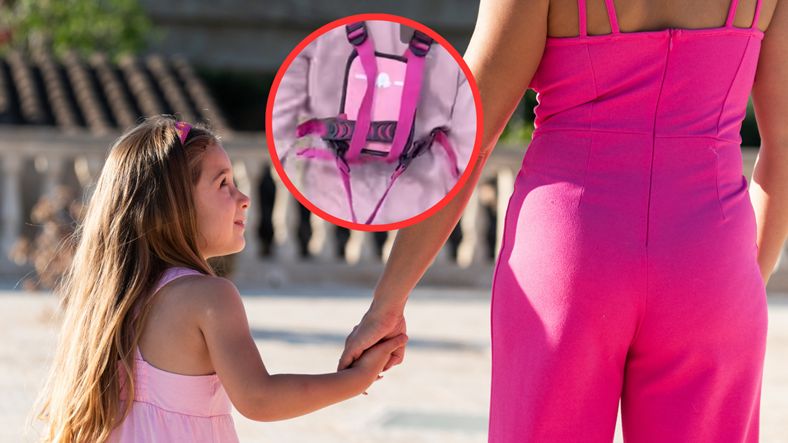 Mama pokazała, jak spaceruje z córką na smyczy