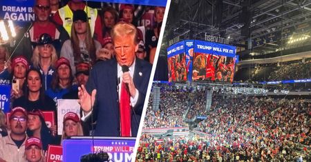 Byliśmy na wiecu Trumpa. Miała kurtkę z godłem Polski. "Są skończeni"