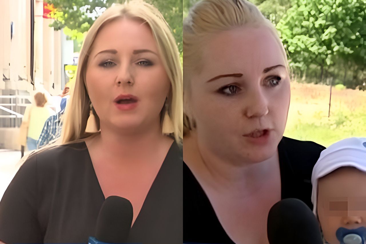 Monika Borkowska jako pracownica TVP i "mieszkanka Skierniewic"