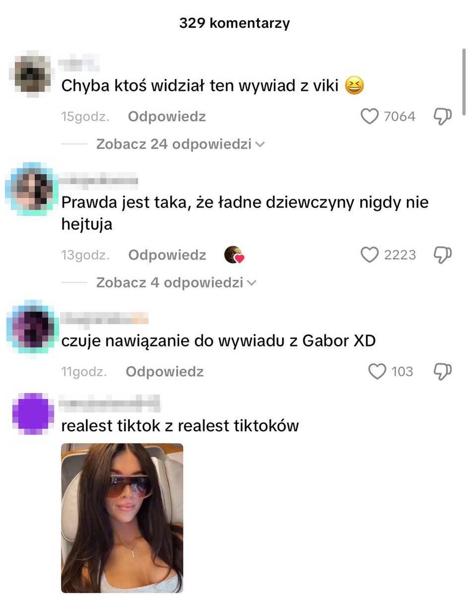 Komentarze pod filmikiem Roksany Węgiel