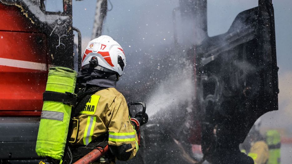 Bisztynek. Pożar fabryki mebli