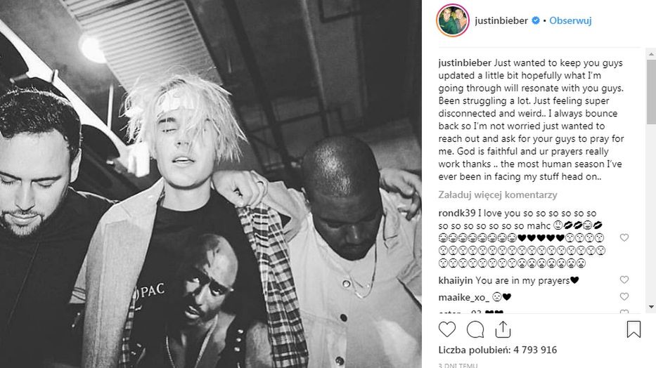 Justin Bieber przyznał, że cierpi na depresję. Prosi fanów o modlitwę