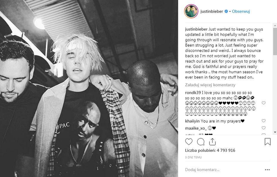 Justin Bieber ma depresję. Poprosił fanów o modlitwę