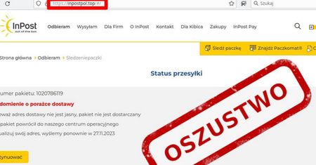 Tak wygląda fałszywy link. Uwaga na nieprawdziwe SMS-y od "InPost"