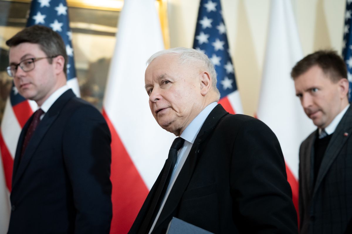 Leader of the Polish Law and Justice (PiS) ruling party Jaroslaw Kaczynski at the Chancellery in Warsaw, Poland on March 29, 2022 (Photo by Mateusz Wlodarczyk/NurPhoto via Getty Images)