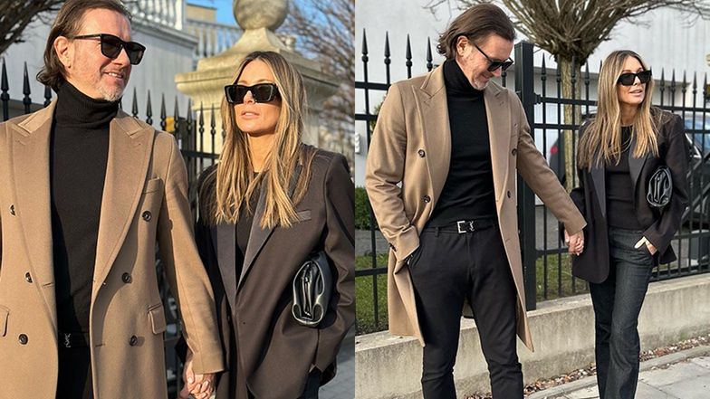 Małgorzata Rozenek zamiata chodniki w modnych spodniach