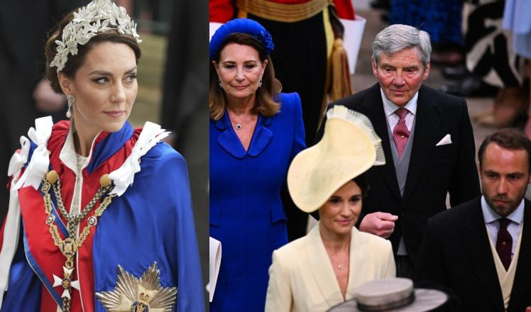 Pippa Middleton w towarzystwie rodziców i brata bryluje na koronacji króla Karola III i królowej Camilli. Jak wypadła? (ZDJĘCIA)