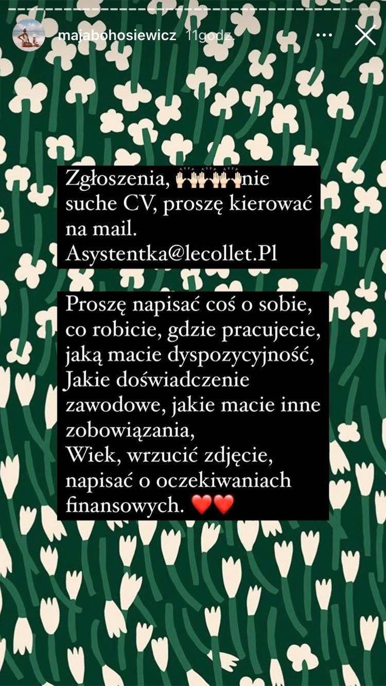 Ogłoszenie o pracę Mai Bohosiewicz