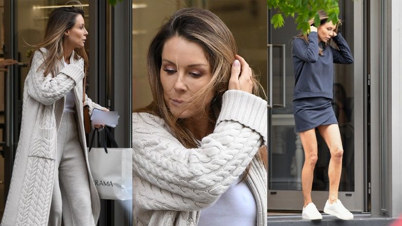 Małgorzata Rozenek z NIETĘGĄ MINĄ eksponuje szczupłe nogi w drodze do swojego butiku. Wracając zdążyła już zmienić stylówkę (ZDJĘCIA)