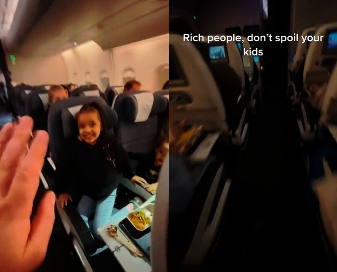 They told the kids to sit in economy class, while they themselves went to first class.