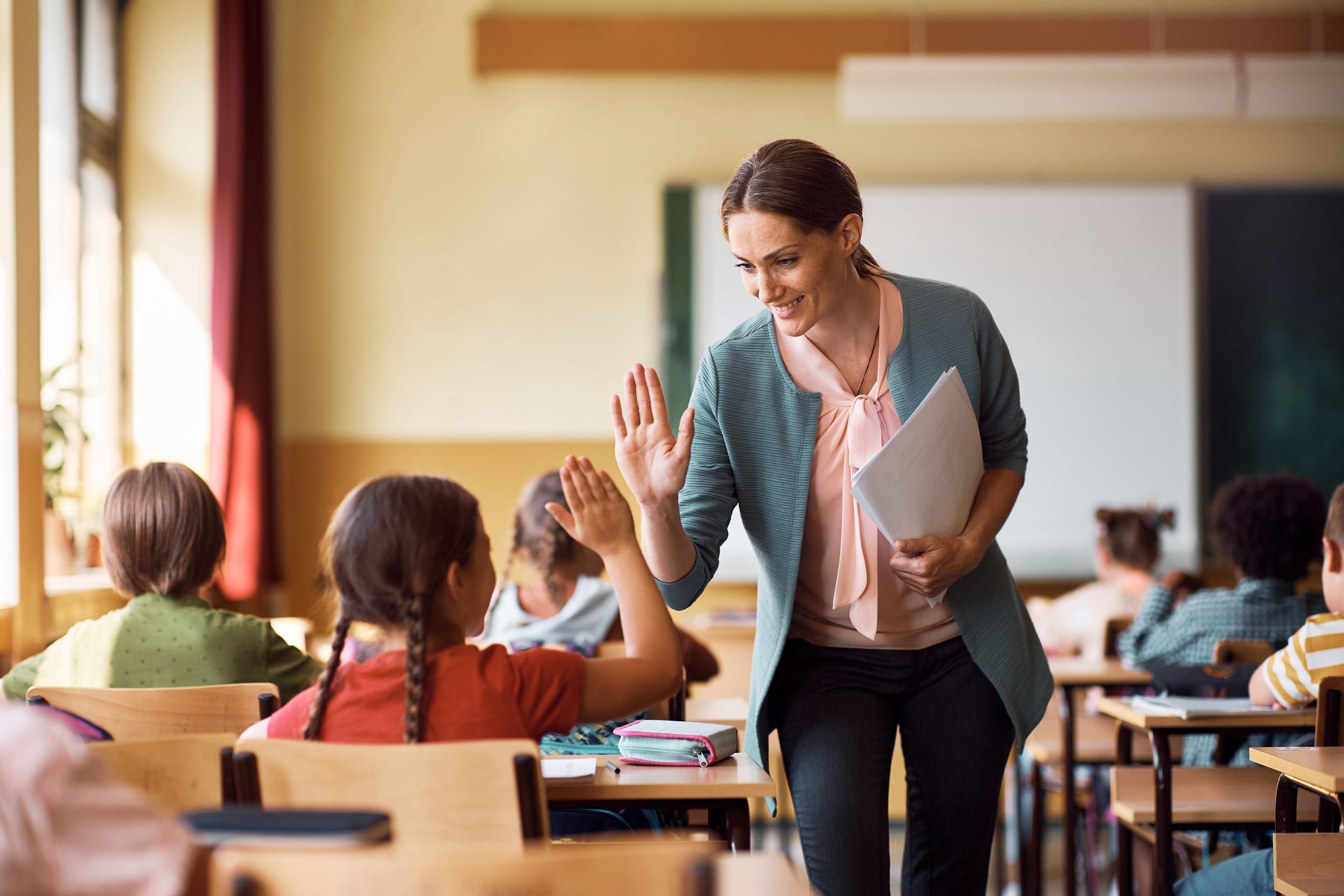 Happy teacher and schoolgirl giving high five during class at school.
drazen_zigic
teacher, pupil, high, five, congratulate, classroom, fun, greet, happy, adult, back to school, Caucasian, children, elementary school, girl, indoors, knowledge, lesson, lifestyle, mid, people, primary, professor, pupil, schoolgirl, schoolkid, teach, togetherness, woman, success, support