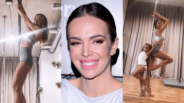 Anna Wendzikowska ćwiczy pole dance z 5-letnią Kornelią u boku
