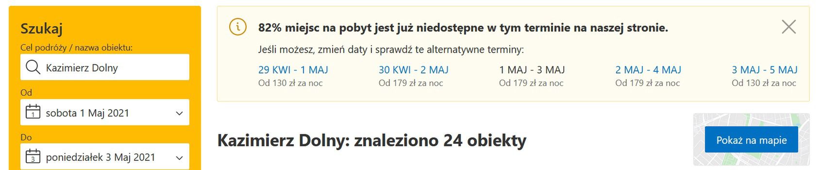 Zainteresowanie Kazimierzem Dolnym na majówkę jest ogromne