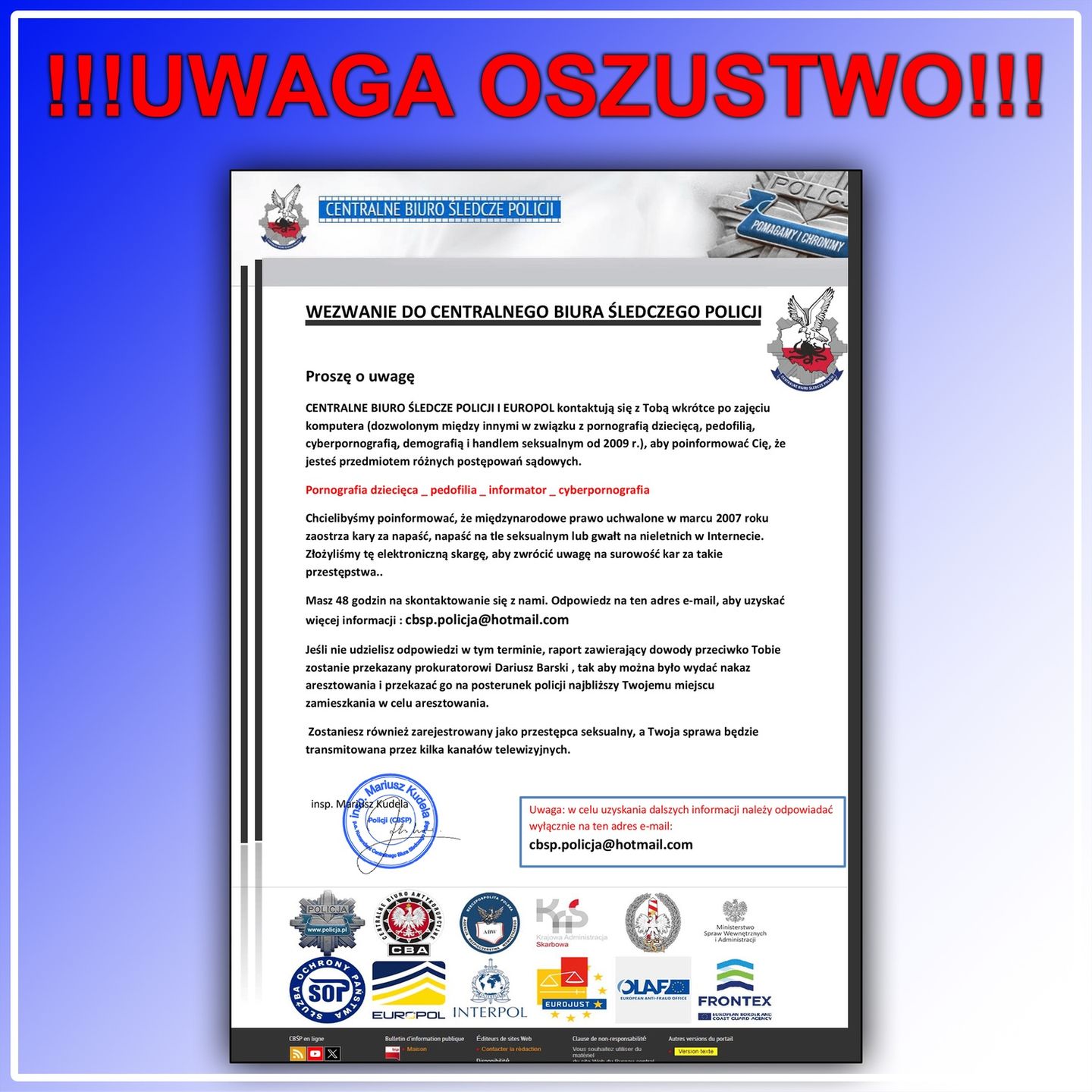 Oszuści podszywają się pod policjantów