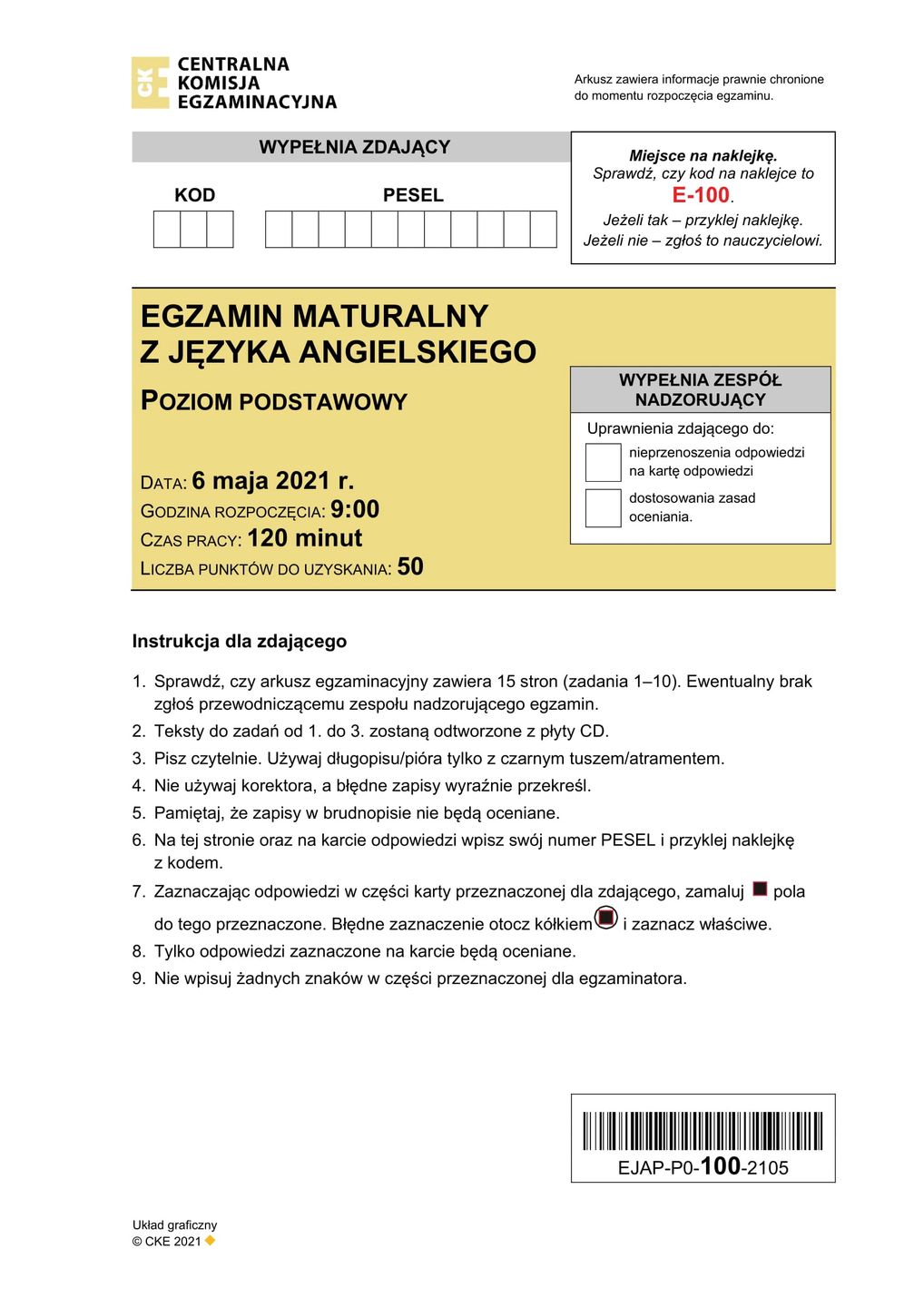 Matura 2021 z angielskiego - podstawa