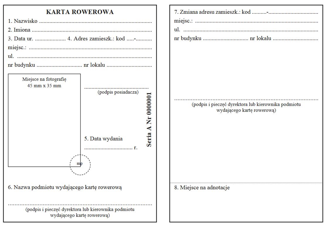 Wzór karty rowerowej