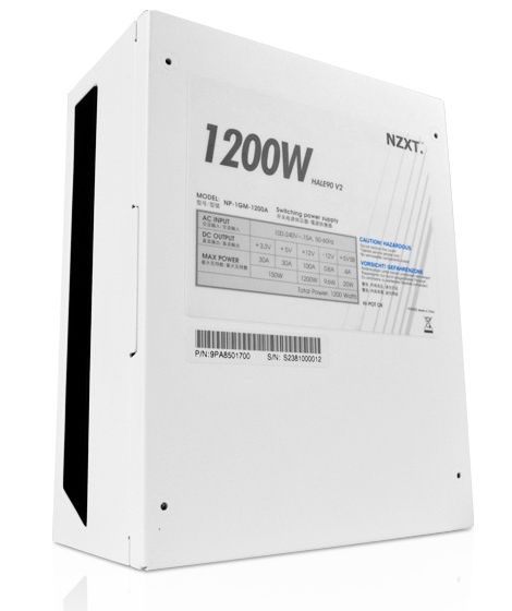 NZXT HALE90 V2 zasilacz 1200 W zdjęcie tył tabliczka znamionowa