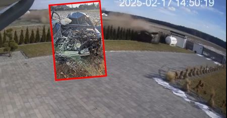 Nagranie ku przestrodze. Uciekając nagle "przeleciał" nad posesją