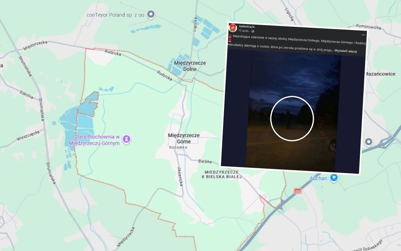 Strój jak z horroru. Tak wyszedł na ulicę. Niepokój koło Jasienicy