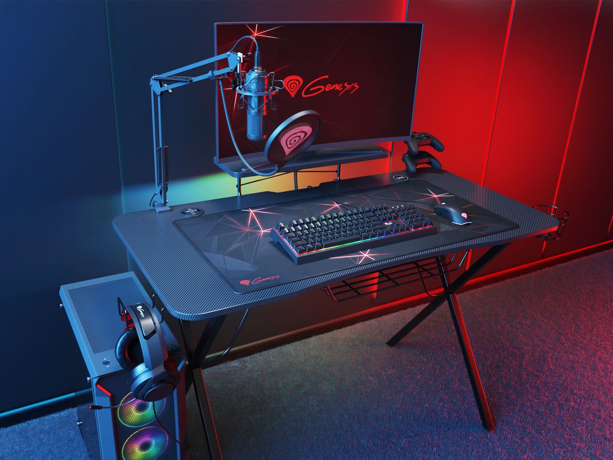 Genesis Holm 300 – ergonomiczne biurko dla gracza, z diodami RGB i hubem USB 3.0