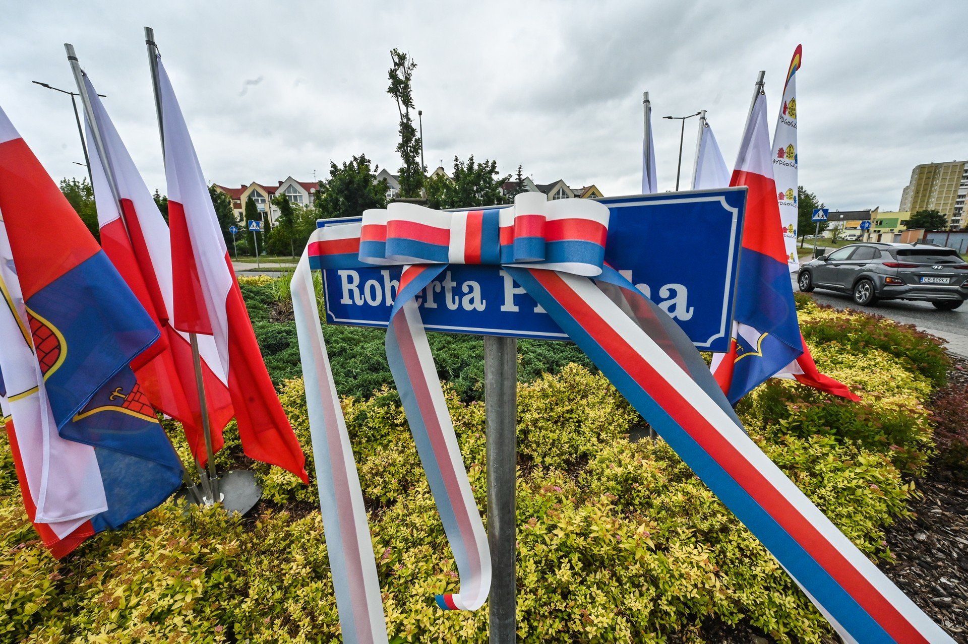Tablicę z patronem nowego ronda odsłonięto w czwartek (17 lipca). 