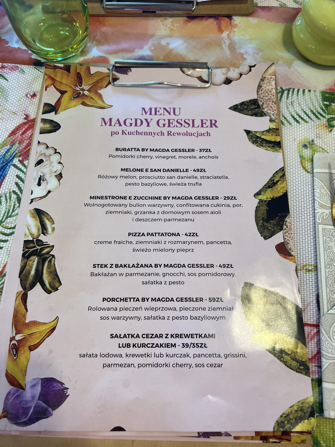 Menu Magdy Gessler 