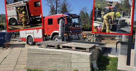 Wpadł do grobowca na cmentarzu. Interweniowali strażacy