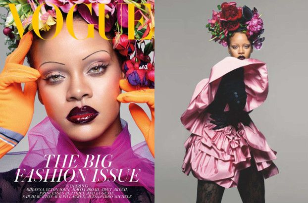 Rihanna i jej cienkie brwi na wrześniowej okładce "Vogue'a"