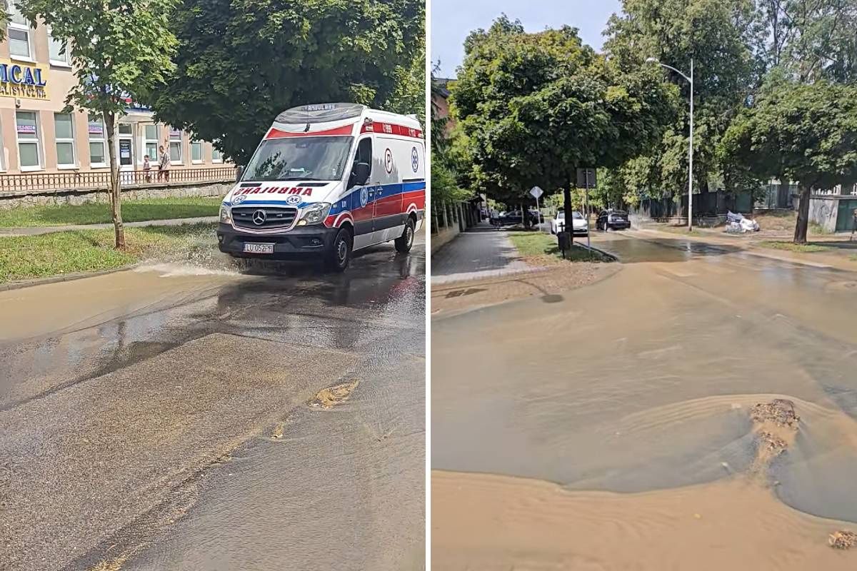 Woda płynąca po ul. Weteranów