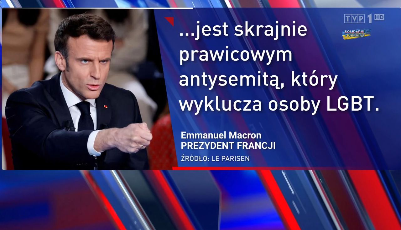 W "Wiadomościach" przytoczono słowa prezydenta Macrona o premierze Morawieckim