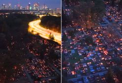 Morze świateł na Powązkach. Wyjątkowe nagranie z Warszawy