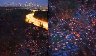 Morze świateł na Powązkach. Wyjątkowe nagranie z Warszawy