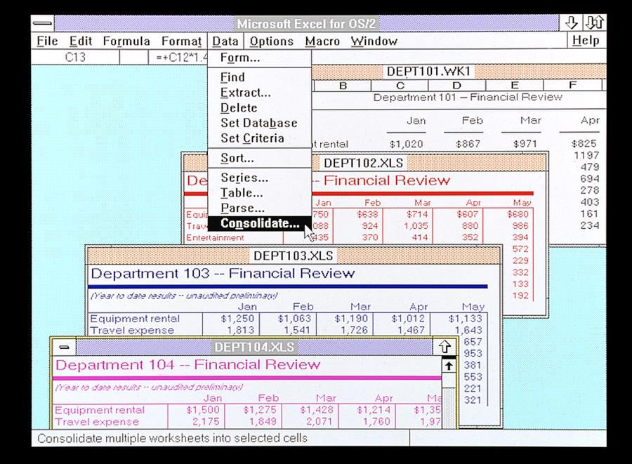 Microsoft Excel dla OS/2 (fot. Microsoft Sweden)