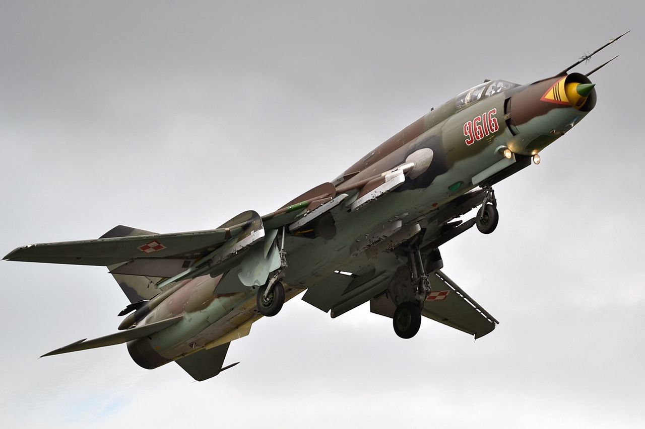 Su-22 in Polish colors. In 2021, it marks 37 years of service for this model in the Polish air force.