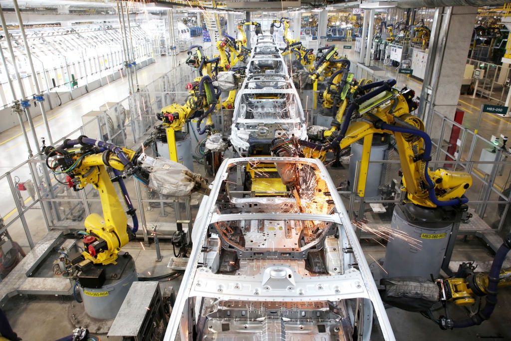 NEV Startup Li Auto Ramps Up Production In Q4 Of 2024
CHANGZHOU, CHINA - DECEMBER 10: Mechanical arms perform automated welding on the car body at the workshop of Li Auto Changzhou Manufacturing Base on December 10, 2024 in Changzhou, Jiangsu Province of China. (Photo by Chen Wei/VCG via Getty Images)
VCG
mechanical arm, china, chinese economy
