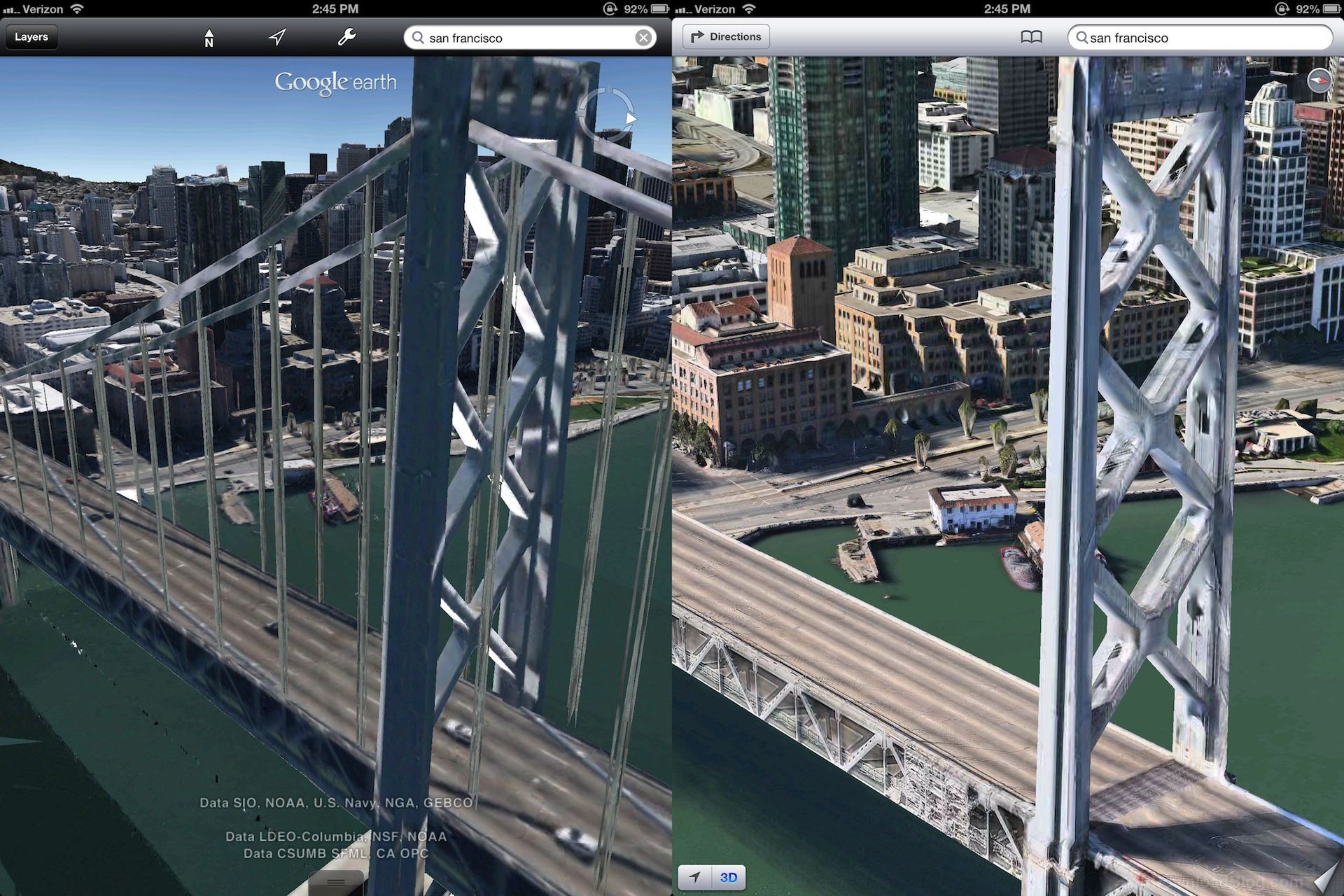 Starcie gigantów - porównanie map 3D Google'a i Apple'a 6