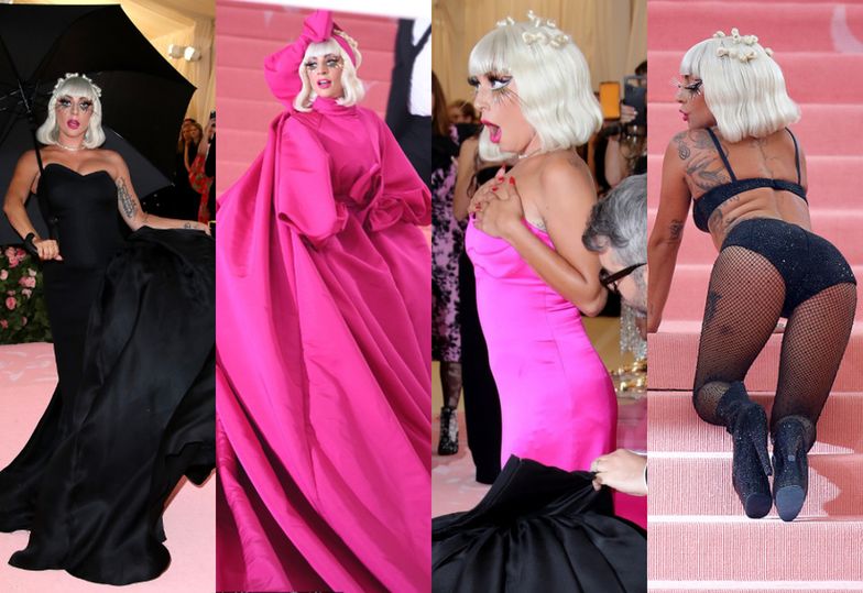 Lady Gaga zaprezentowała cztery stylizacje, rozbierając się na czerwonym dywanie