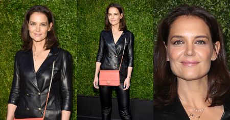 Odpicowana Katie Holmes flirtuje z obiektywami na imprezie Chanel