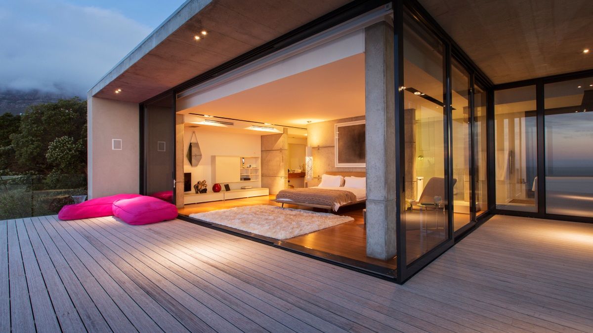 dom taras okno nowoczesny dom domy mieszkalne 