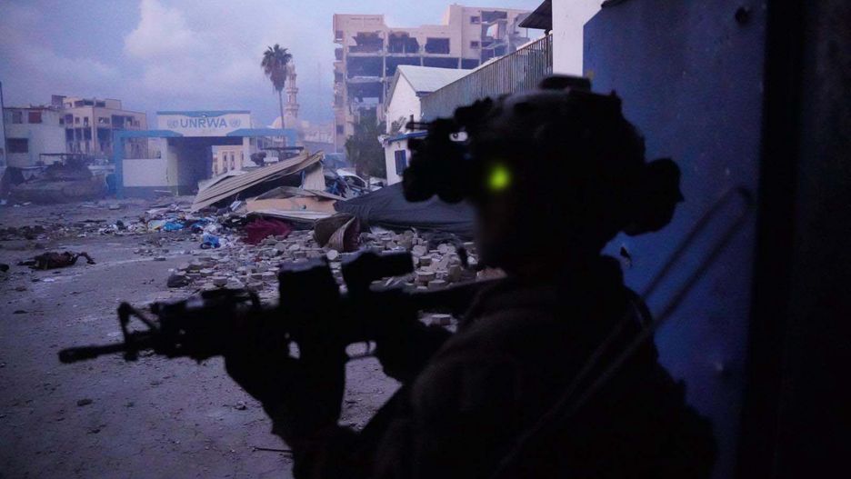 GAZA CITY, GAZA - FEBRUARY 15: (-----EDITORIAL USE ONLY  MANDATORY CREDIT - ' ISRAEL DEFENSE FORCES (IDF) / HANDOUT' - DO NOT OBSTRUCT LOGO - NO MARKETING, NO ADVERTISING CAMPAIGNS - DISTRIBUTED AS A SERVICE TO CLIENTS----) A view of new technology gears and weapons used by Israeli forces on Palestinians in Gaza City, Gaza on February 15, 2024. Israel, which is on trial at the International Court of Justice (ICJ) on charges of genocide, has tested many new weapons and ammunition on Palestinians for the first time since Oct. 7 2023. Anadolu correspondent compiled information about the weapons and ammunition used by the ground forces. The Israeli army used 'IDO' night vision goggles for the first time. IDO provides a 3D image to soldiers in patrols or combat battalions in low light conditions or in complete darkness in Gaza, which can also be worn on one eye. (Photo by Israel Defence Forces (IDF) / Handout/Anadolu via Getty Images)