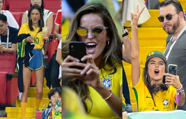 Alessandra Ambrosio i Izabel Goulart szaleją na trybunach w Moskwie