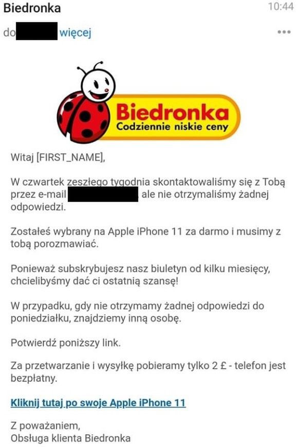 Biedronka oszustwo