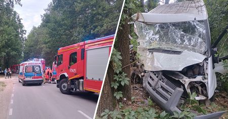 Dziewięć osób rannych po wypadku. Bus zderzył się z ciągnikiem
