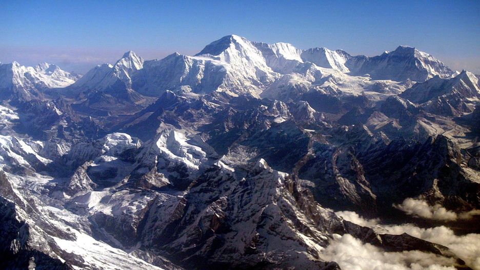 Mount Everest z lotu ptaka.