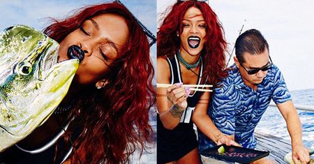 Rihanna całuje rybę... (FOTO)